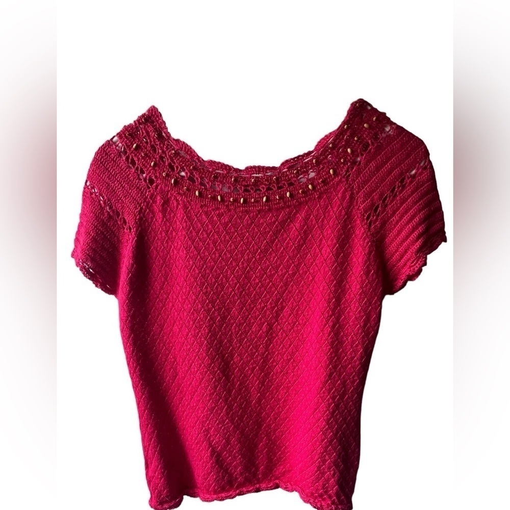 MARISA CHRISTINA Short -Sleeve Sweater Sz M Preppy Casual Crew Neck - Picture 3 of 6